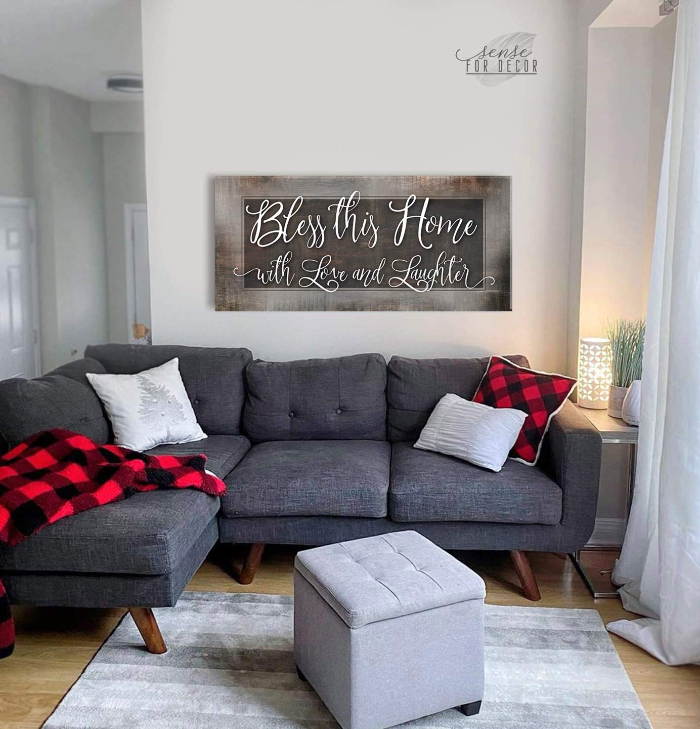 Bless This Home With Love - Religious Wall Decor for Housewarming Gifts, Rustic Home Decoration for Living Room, Blessed Sign (Brown, 60x27 inches) - Perfect for Farmhouse, Christian Homes & Cozy Spaces