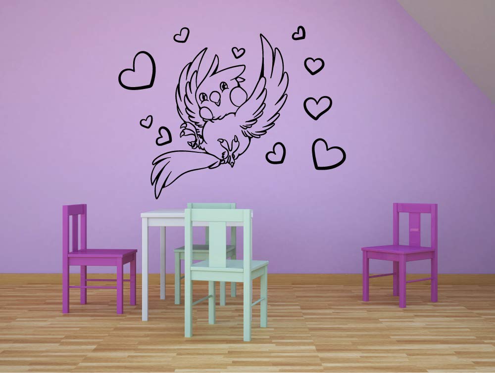 Adorable Bird Heart Wildlife Wall Sticker - 35x40 Inch Vinyl Decal for Nursery, Kids Room & Home Decor - Perfect for Jungle, Zoo or Animal Themed Bedrooms, Kindergarten & Playrooms