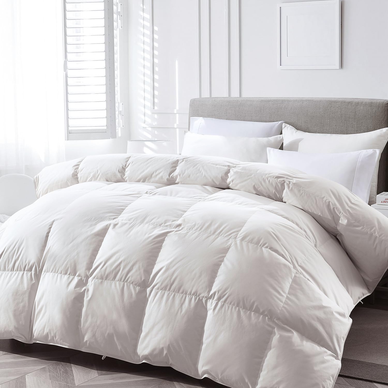 APSMILE Lightweight Down Alternative Comforter Twin Size - Ultra Soft 100% Organic Cotton Cover, Cooling Summer Duvet Insert for Warm Weather & Hot Sleepers - Fluffy All-Season Bedding (Ivory White, 68x90 Inches) - Perfect for Guest Rooms, Dormitories & Summer Nights