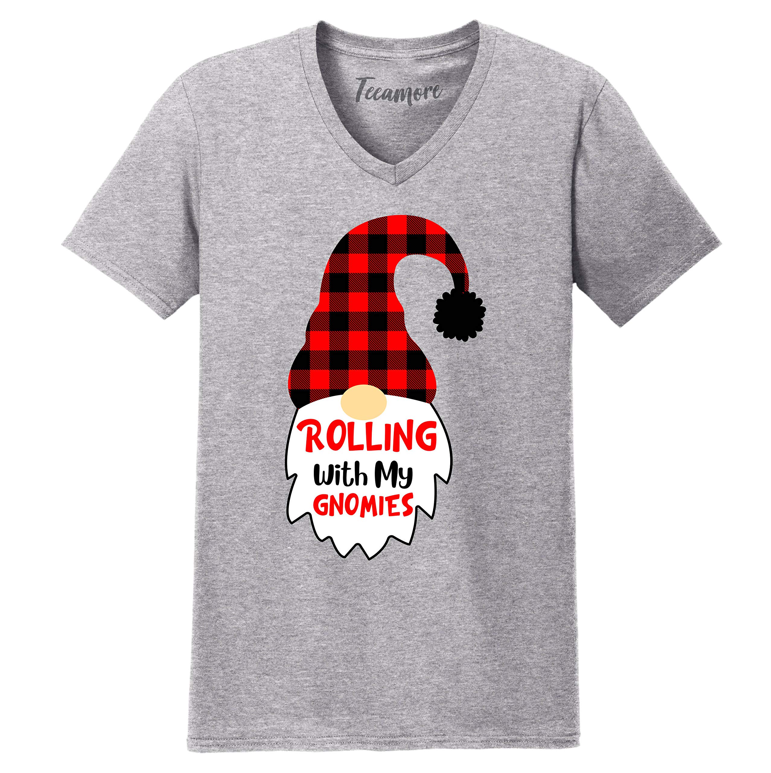 Rolling with My Gnomies Christmas T-Shirt - Santa Buffalo Plaid Gnome Graphic Tee for Men - Perfect for Holiday Parties, Ugly Sweater Contests & Festive Family Gatherings