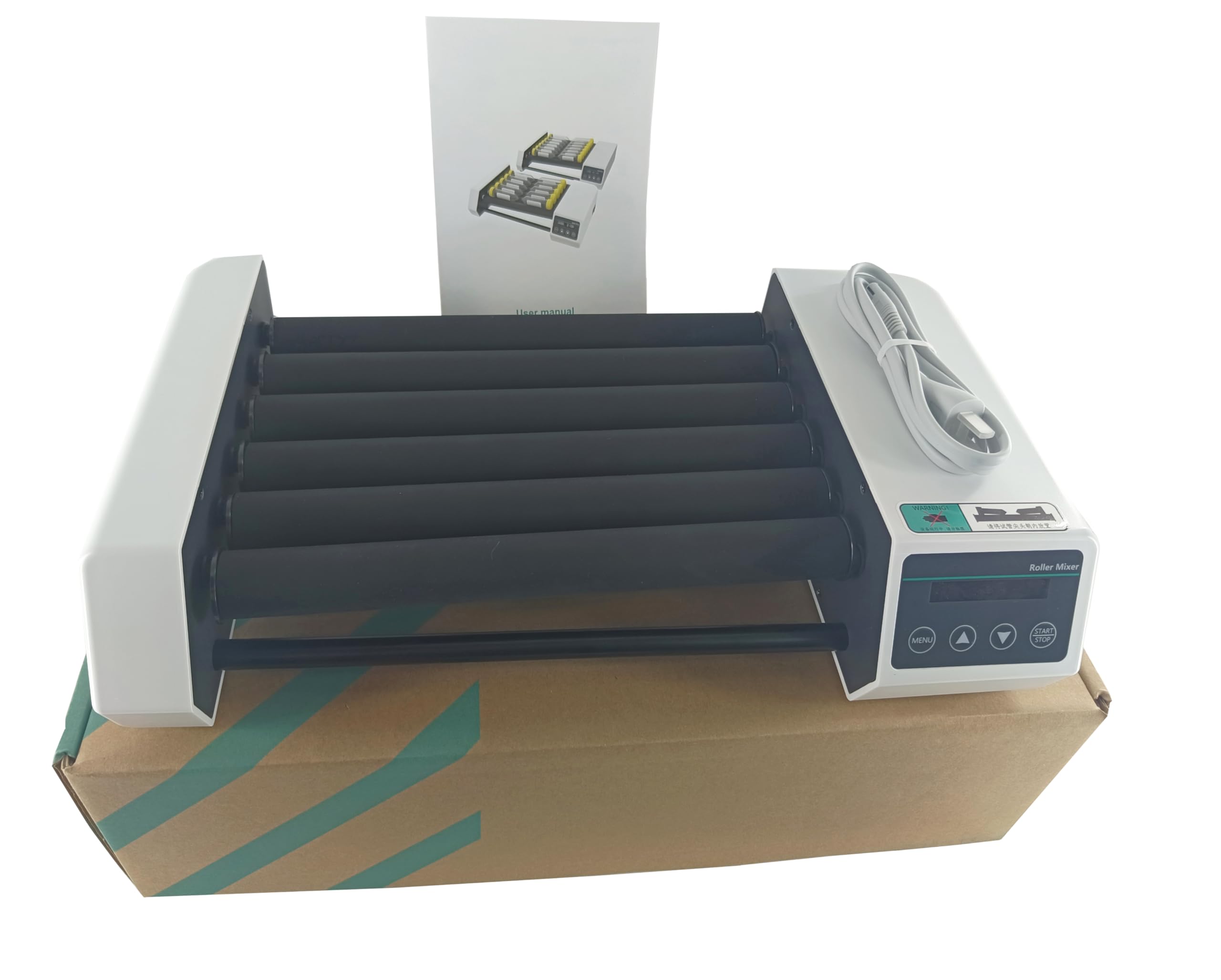 Brushless Motor Test Tube Rotator Mixer - 6 Rollers, 20-80 RPM Adjustable Speed, Compatible with φ6-34mm Tubes, Holds 12x50ml Centrifuge Tubes, 28cm Roller Length - Ideal for Lab Experiments, DNA/RNA Extraction, Cell Culture & Chemical Mixing