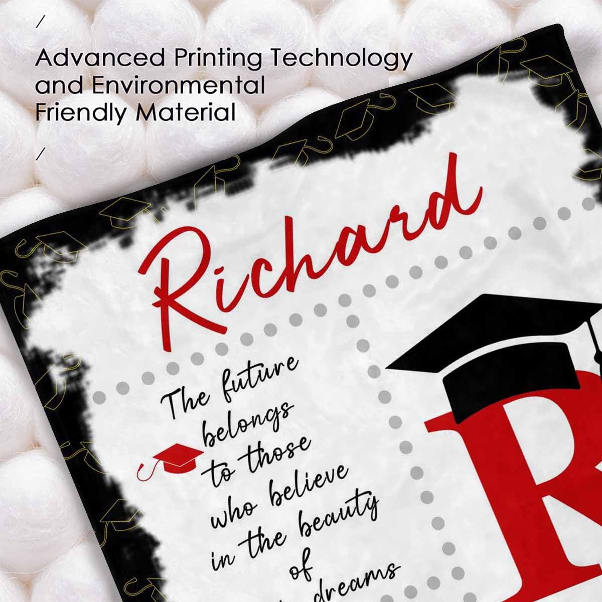 Personalized Graduation Blanket for Granddaughter - Class of 2025 Custom Throw Blanket with 'Future Belongs to You' Design - 30x40 Inch Red College Graduation Gift for Men, Women, Boys & Girls | Perfect for Dorm Rooms, Graduation Parties & Keepsake Memories