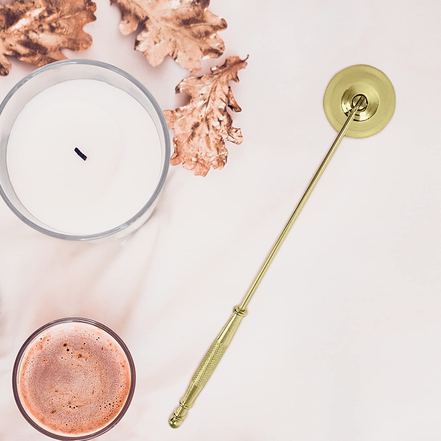 Premium Metal Candle Snuffer with Long Handle - Safe & Elegant Candle Extinguisher for Scented, Aromatherapy & Jar Candles (Gold) | Perfect for Home Decor, Romantic Dinners & Relaxing Spa Nights