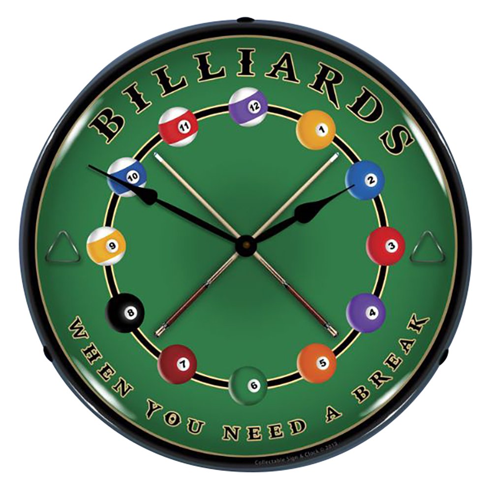 Vintage Billiard Pool Table Lighted Clock - Retro Game Room Decor for Man Cave, Bar, or Basement - Perfect for Billiards Enthusiasts & Home Decor