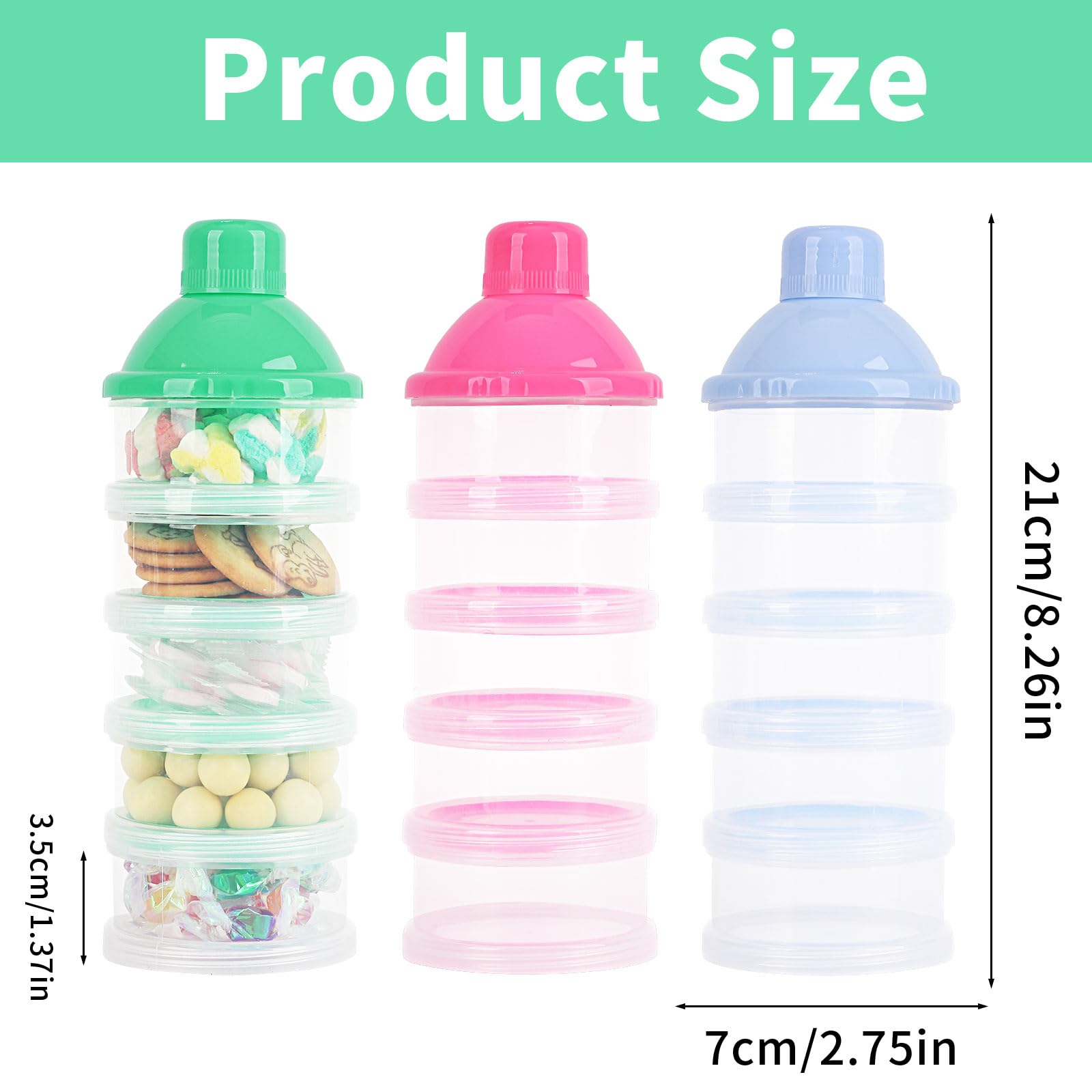 2-Pack 5-Layer Portable Baby Formula Dispenser - Stackable Powder Container for Travel, Daycare & On-the-Go Feeding (Blue & Pink) | BPA-Free Milk Powder Storage Box with Measuring Scoop | Ideal for Infants, Toddlers & Snacks