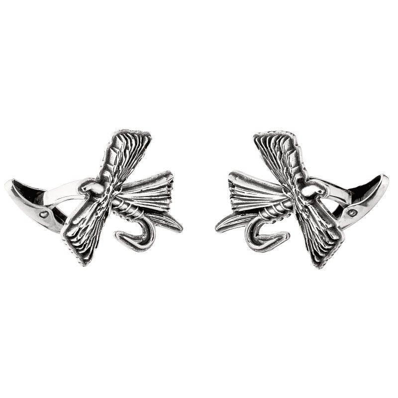 Grainger McKoy Sterling Silver Fly Cufflinks for Men - Elegant Dress Accessories for Weddings, Business & Formal Events
