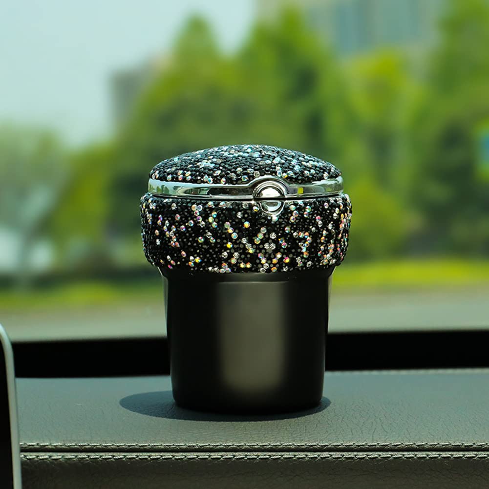 LED Diamond Car Ashtray with Multi-Function - Bling Bling Auto Accessory for Smoking, Home & Office Use - Stylish Crystal-Encrusted Design for Cars, Trucks & Vehicles