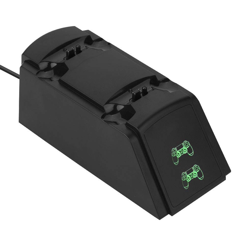 Dual PS4 Controller Charger Station - Fast 2-in-1 USB Charging Dock with LED Indicator for PlayStation 4 Gamepads | Perfect for Multiplayer Gaming & Overnight Charging