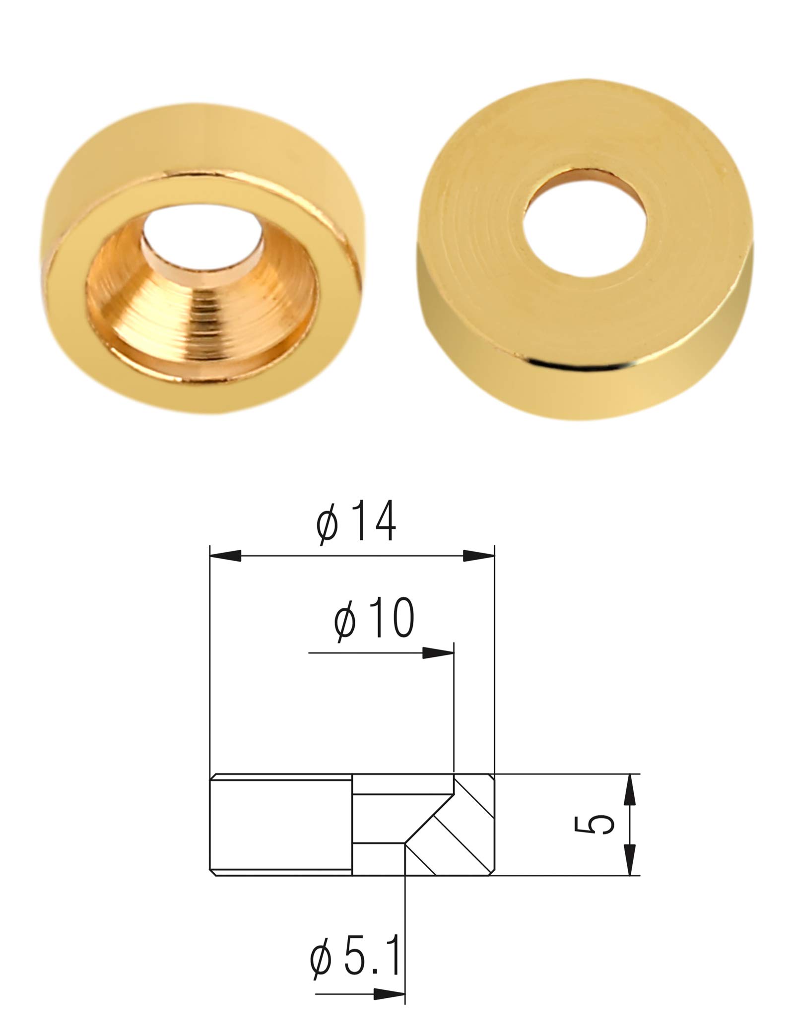 Holmer 4Pcs Gold Guitar Neck Joint Bushings Ferrules & Bolts with Screws - Compatible with Electric & Bass Guitars - Perfect for Guitar Repair, Maintenance, and Custom Builds