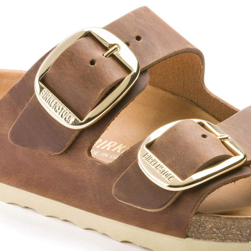 Birkenstock Arizona Big Buckle Sandals - Genuine Oiled Leather in Cognac Brown | Comfortable Footbed for Walking, Travel & Everyday Wear