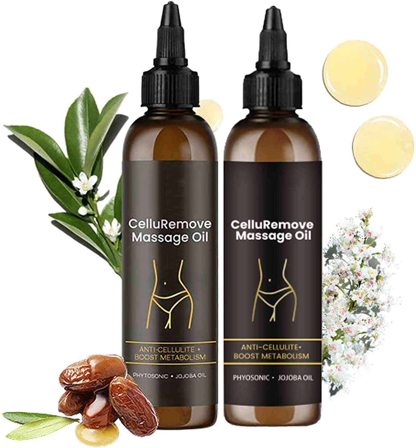 Celluremove Massage Oil for Cellulite Reduction - Collagen Boost Firming & Lifting Body Oil with Natural CelluPro Formula | Skin Tightening Treatment for Sagging Skin (2 Pack) | Perfect for Post-Workout Recovery & At-Home Spa Treatments