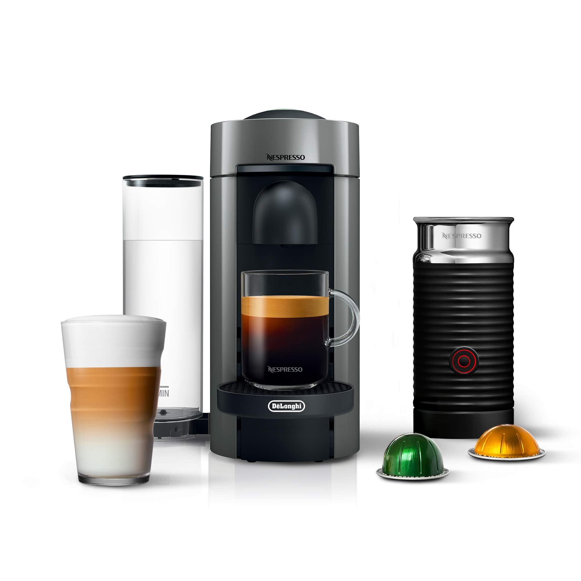 De'Longhi Nespresso Vertuo Plus Coffee & Espresso Machine with Aeroccino Milk Frother, Grey - Perfect for Home Brewing, Office Use & Entertaining Guests