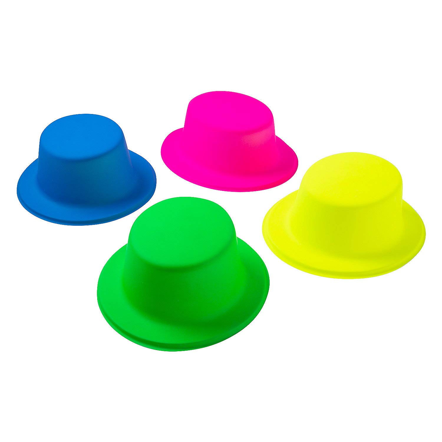 12-Piece Neon Top Hats Assortment for Party Costumes & Rave Accessories - Glow in The Dark Fashion Hats for Halloween, Cosplay, and Nightclub Events