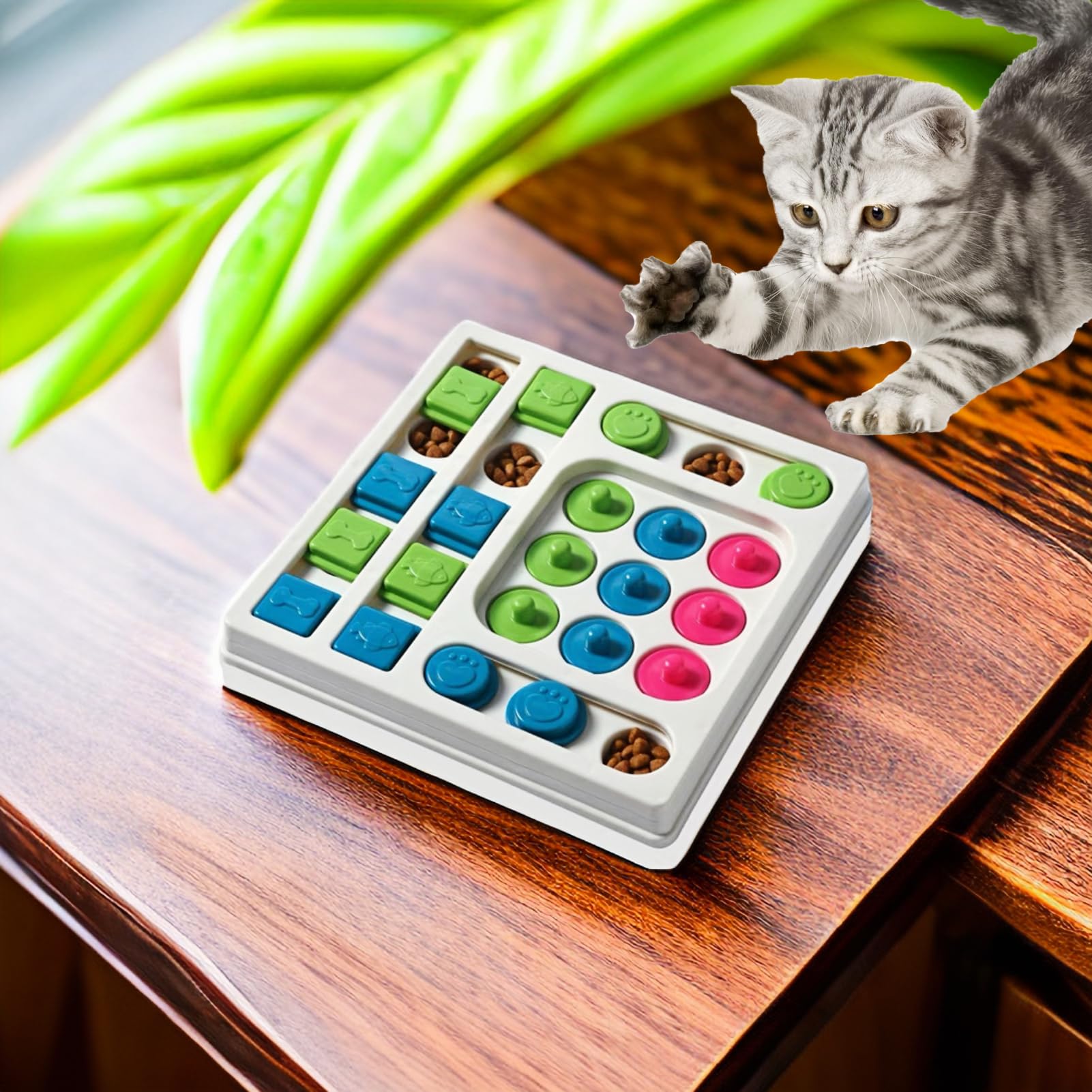 Interactive Cat Puzzle Feeder Toy - Slow Feeder Maze for Bored Indoor Cats - Fun Food Dispensing Game for Kittens & Adult Cats - Perfect for Mental Stimulation & Preventing Overeating