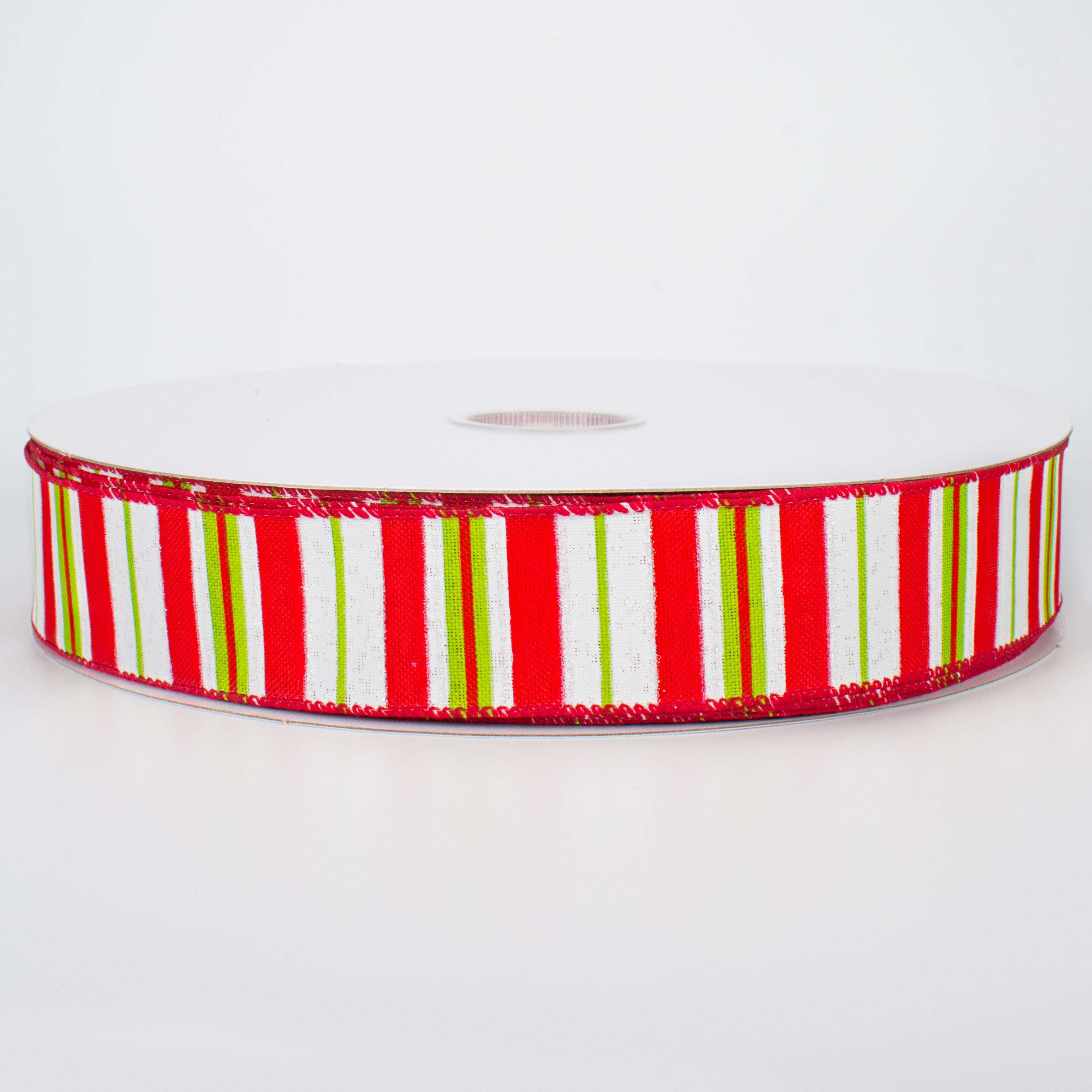 1.5 Inch Bright Christmas Stripes Canvas Ribbon - 50 Yards Bulk Roll for Holiday Gift Wrapping, Tree Decorations, and DIY Crafts