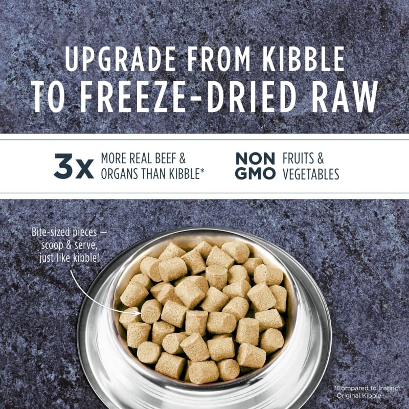 Instinct Freeze-Dried Raw Grain-Free Beef Recipe Dog Food - 9.5oz for Small & Medium Breeds | High Protein Natural Nutrition for Active Dogs, Training Treats & Meal Topper