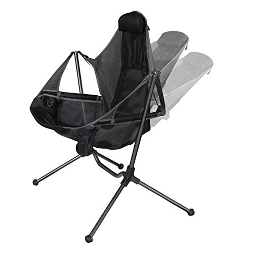 Portable Folding Camping Swing Recliner Chair - Lightweight Aviation Aluminum Alloy Frame with Adjustable Backrest for Outdoor Relaxation | Perfect for Camping, Beach, Picnic, Hiking & Backyard Use (Gray)