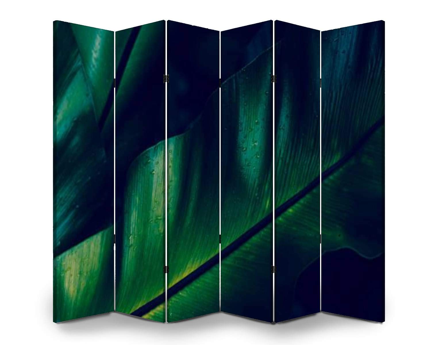 APED DECOR 6-Panel Wooden Room Divider - Green Rainforest Fern Print Folding Privacy Screen, Dual-Sided Canvas Partition for Home & Office - Perfect for Living Room, Bedroom, and Studio Spaces