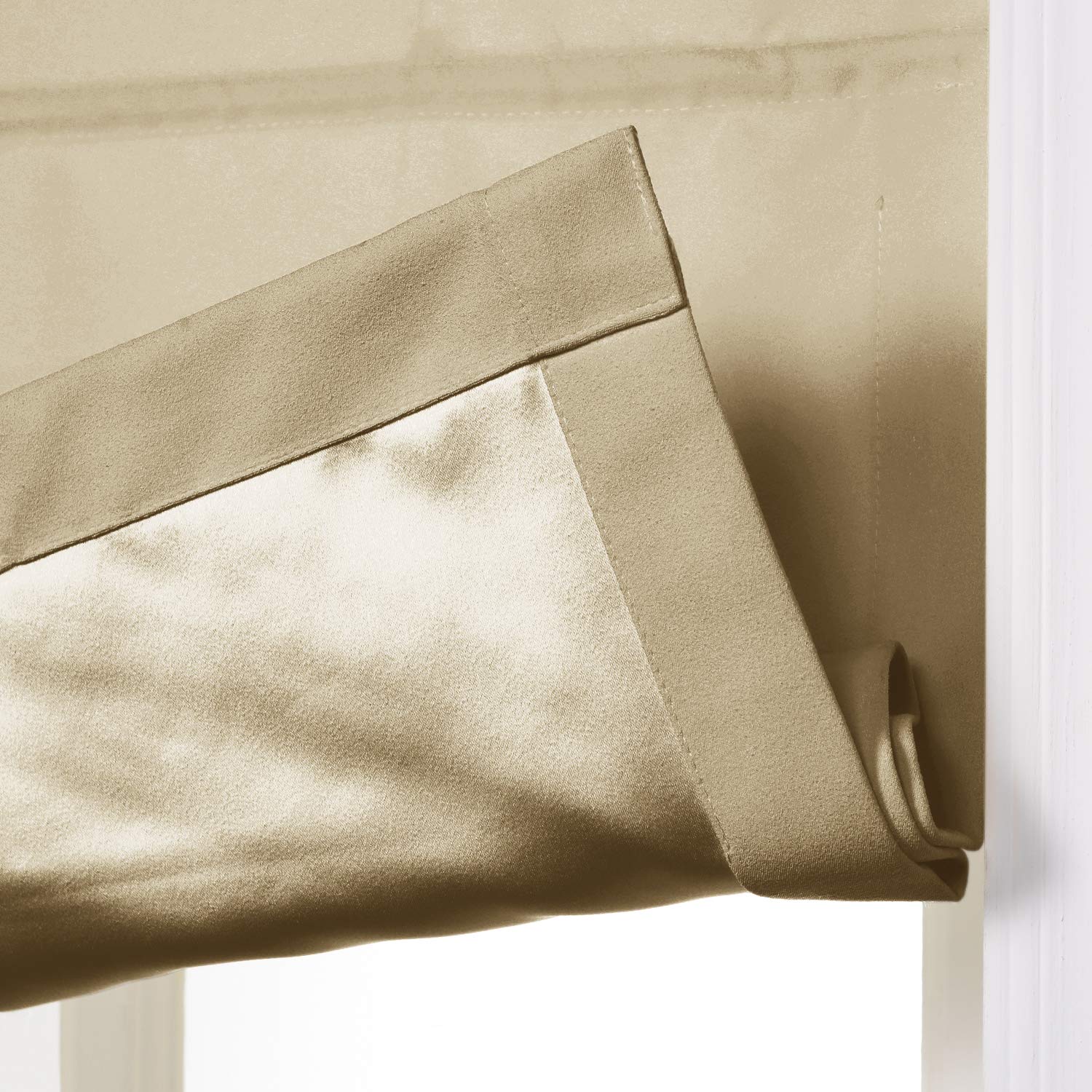 Blackout Roman Shades for Bedroom - Linen Window Blinds with Room Darkening Effect - Perfect for Living Room, Kids Room & Office - Khaki Color - 1 Panel - Ideal for Light Control & Privacy