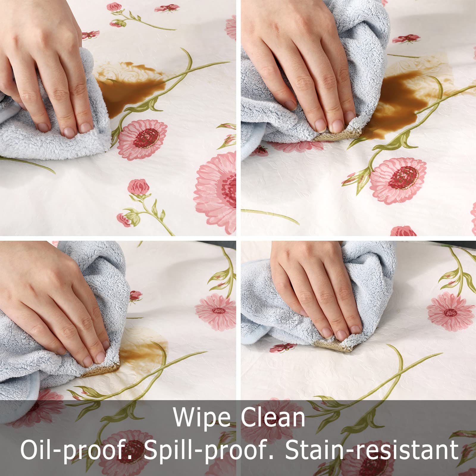 Jeloris Floral Waterproof Oil-Proof Tablecloth - Wipeable PVC Table Cover with Flannel Backing for Dining, Restaurant, Picnic, Camping & Party - 60 Inch Round Peony Design - Perfect for Indoor & Outdoor Gatherings