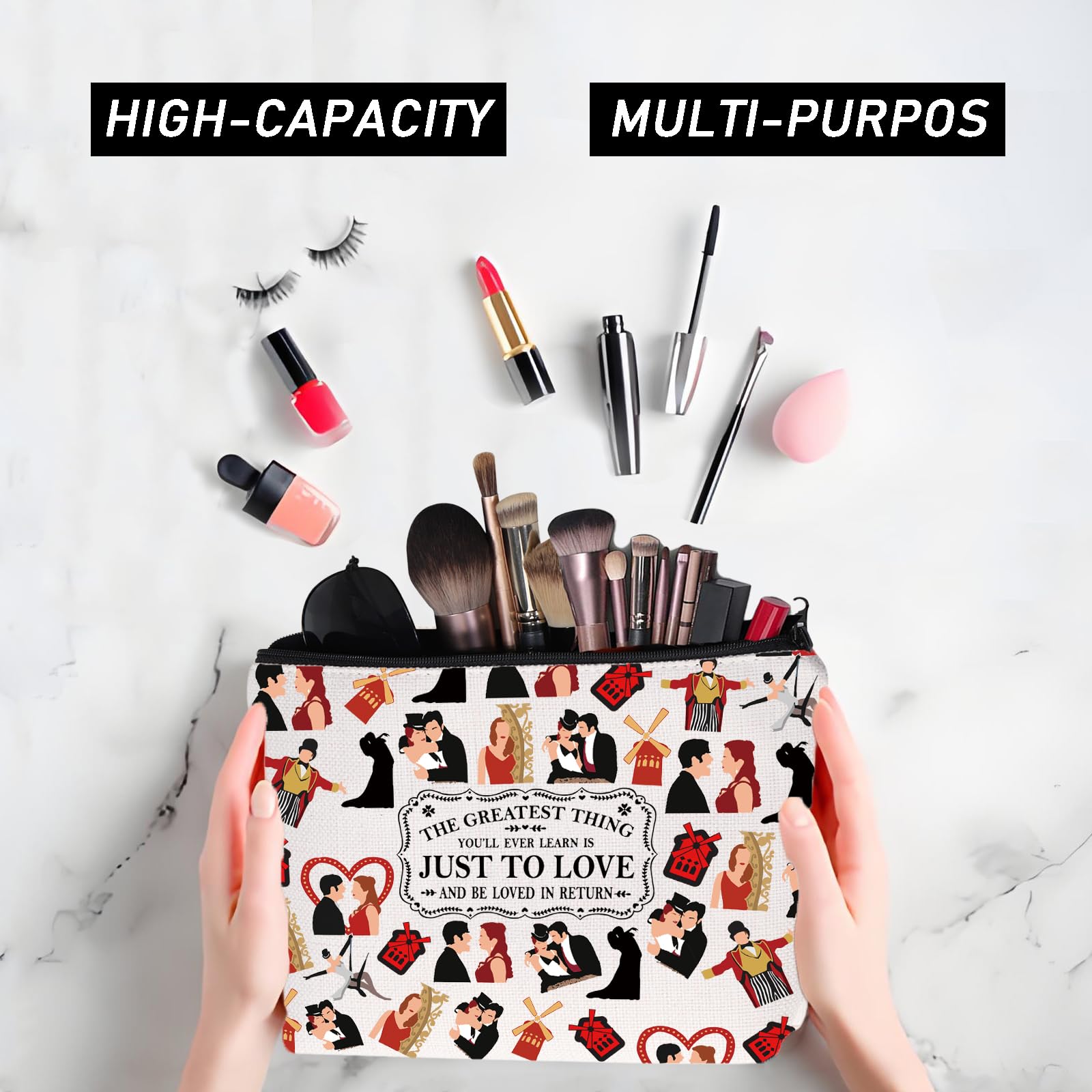 JYTAPP M Musical Makeup Bag - Waterproof Cosmetic Organizer with Love Quote for Travel & Daily Use | Perfect Gift for Music & Beauty Lovers