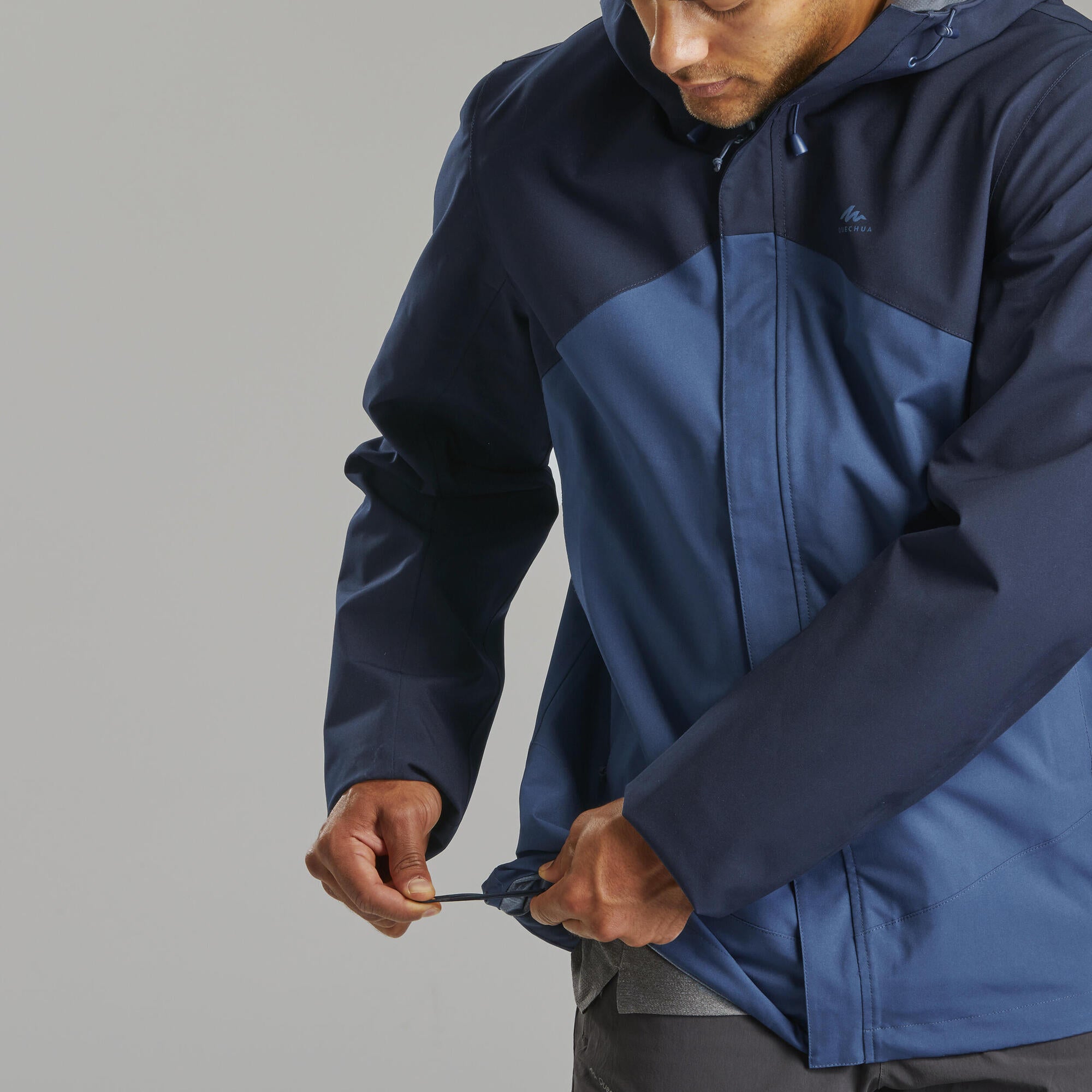 Quechua Men's MH150 Waterproof Rain Jacket - Lightweight Windproof Hiking Jacket for Outdoor Adventures & Travel