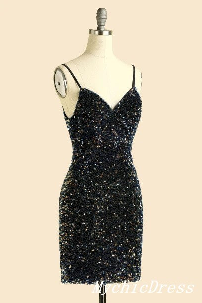 Affordable Black Sequin Short Homecoming Dress for Women - Elegant Mini Cocktail Party Dress for Prom, Night Out, and Special Occasions