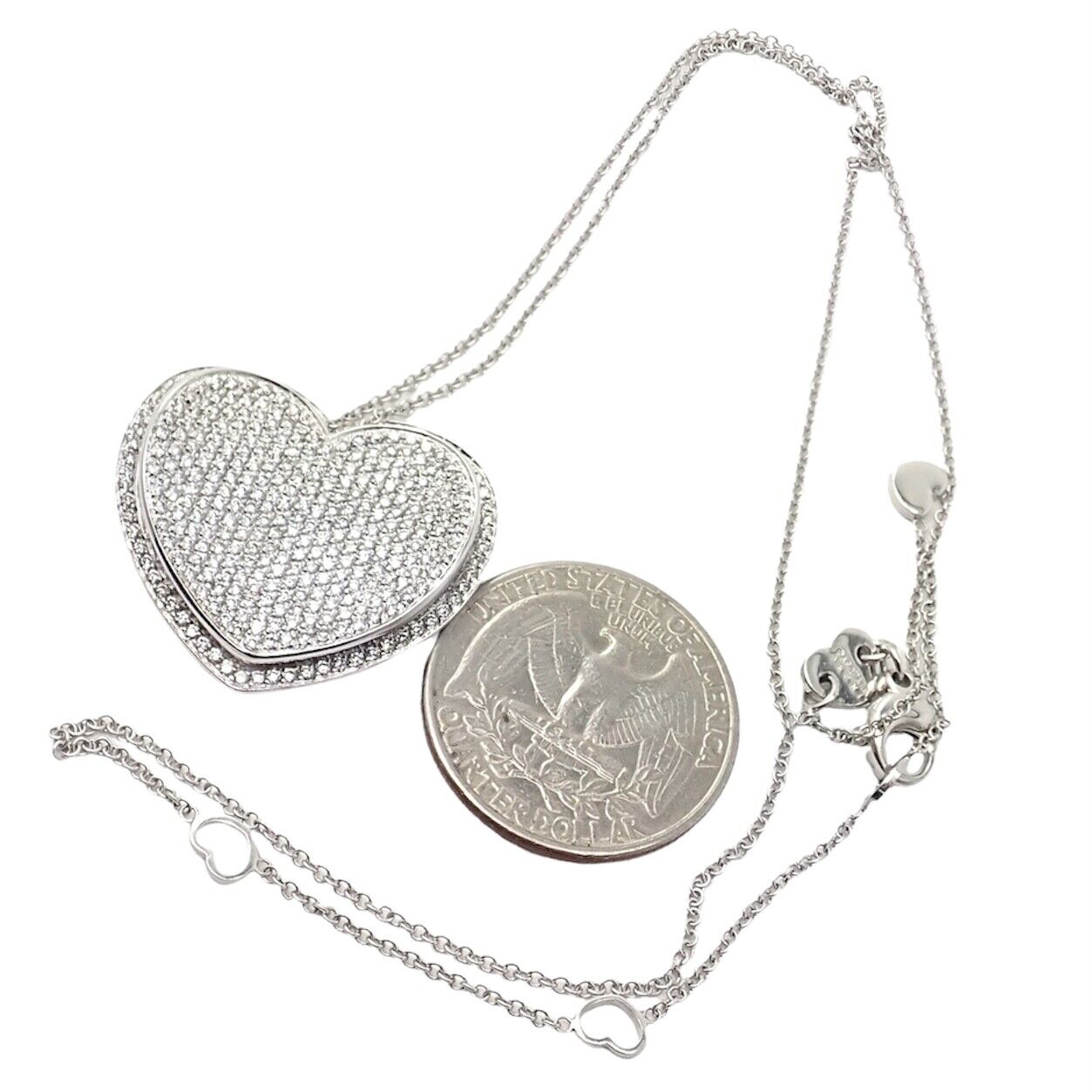 Authentic Pasquale Bruni 18k White Gold 2.02ct Pave Diamond Heart Necklace - Luxury Valentine's Gift for Her, Anniversary Jewelry & Romantic Occasion Present