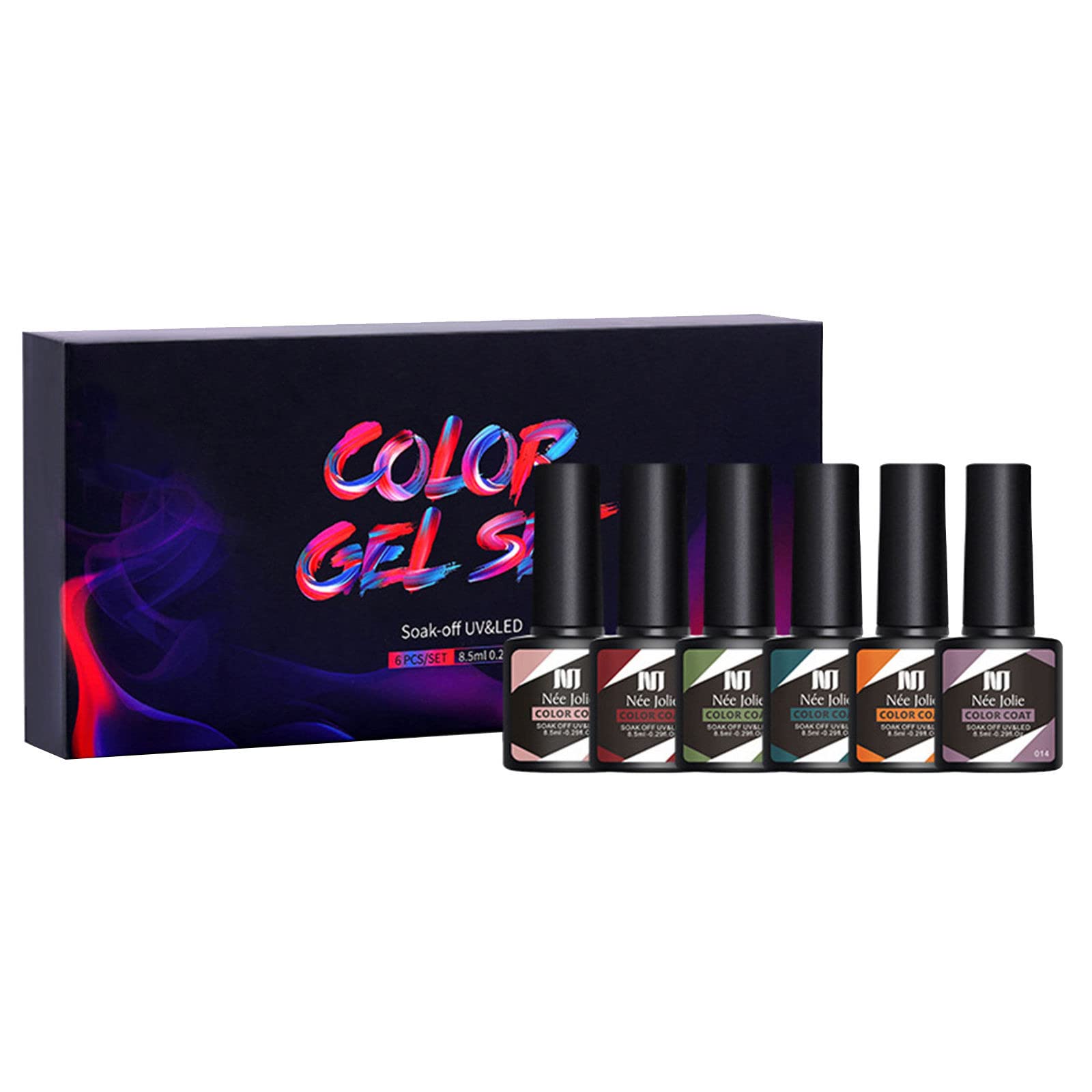 Boddenly Gel Nail Polish Kit - 6 Pack 8ml Silver Nail Varnish with Base & Top Coat for Long-Lasting Manicure | Professional Semi-Permanent Gel Polish for Salon & Home Use | Perfect for Nail Art, Parties & Special Occasions