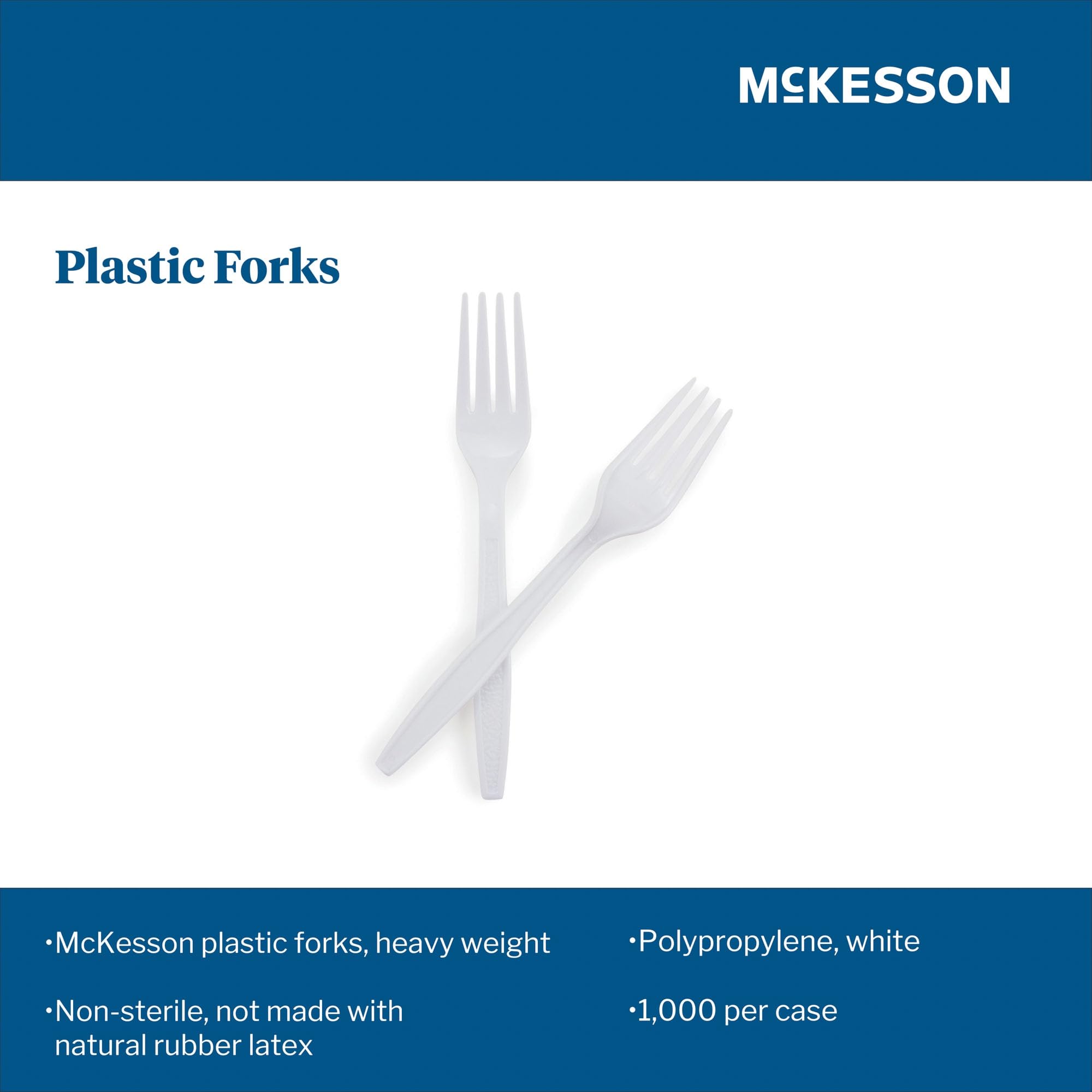 McKesson Heavy Duty Disposable Plastic Forks - 1000 Count, White - Perfect for Parties, Picnics & Catering Events