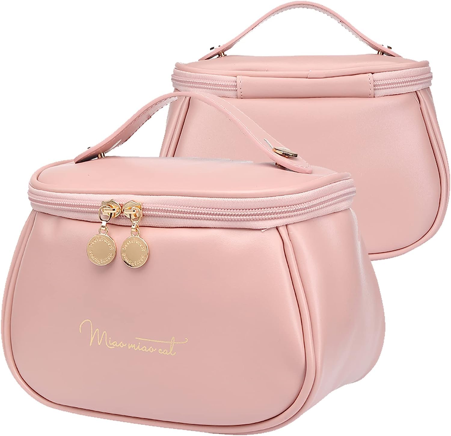 Juflix 2023 Women's Travel Makeup Bag - PU Leather Waterproof Cosmetic Organizer with Handle for Makeup Brushes, Lipstick, Perfume & Toiletries | Perfect for Vacation, Gym & Daily Use