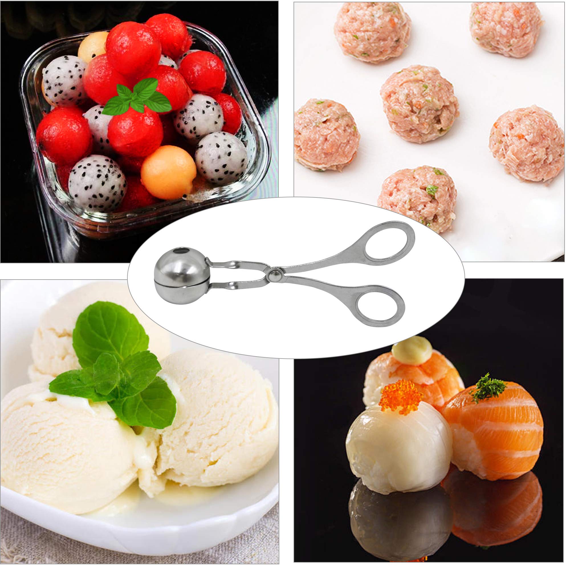 2 Pack Stainless Steel Meatball Maker Scoop - Non-Stick Ice Cream & Cookie Dough Baller Tool for Kitchen, Baking, Cake Pops - Perfect for Meal Prep, Party Snacks & Home Cooking