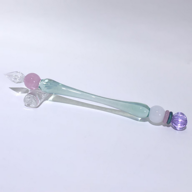 Japanese Glass Dip Pen - Crown & Light Blue - Elegant Calligraphy Writing Tool - Perfect Gift for Writers, Artists & Stationery Lovers - Ideal for Lettering, Journaling & Creative Projects