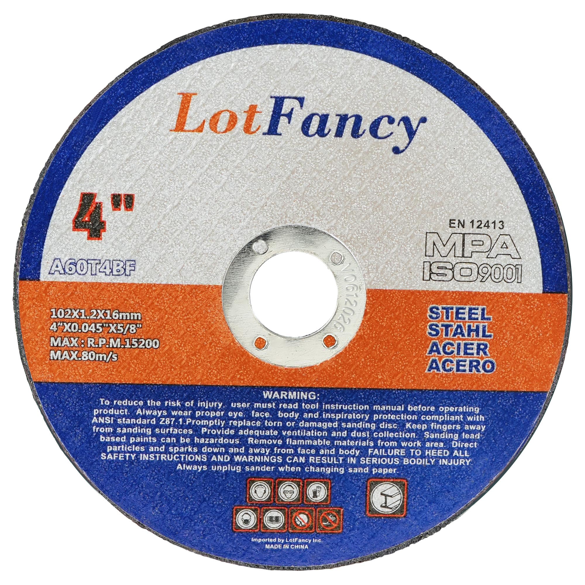 LotFancy 4-Inch Cut Off Wheels - 10-Pack Thin Kerf Angle Grinder Discs for Metal & Stainless Steel | T1 Flat Cut-Off Tool (4 x 0.045 x 5/8