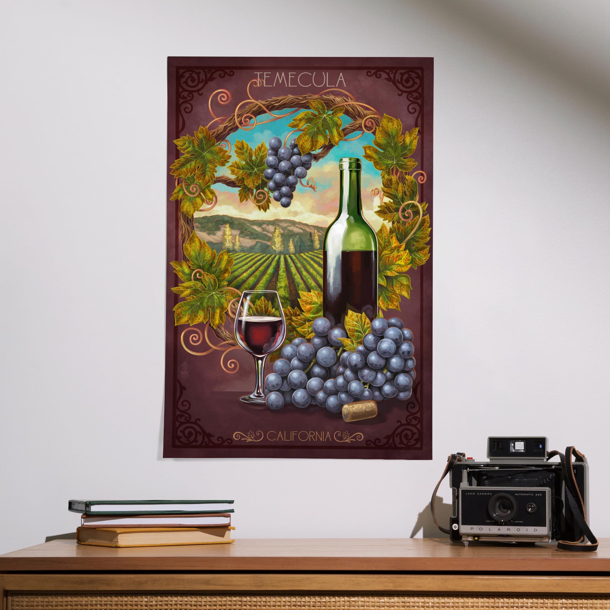 Lantern Press 16x24 Inch Giclee Print - Temecula California Merlot Wine Vineyard Wall Art - Perfect for Home Decor, Office & Wine Tasting Room