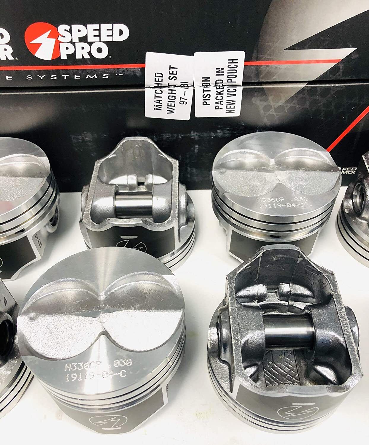 SPEED PRO Hypereutectic Coated Flat Top Pistons with 8+MOLY Rings for Ford 5.8L 351W .040 - High Performance Engine Upgrade for Racing & Restoration Projects