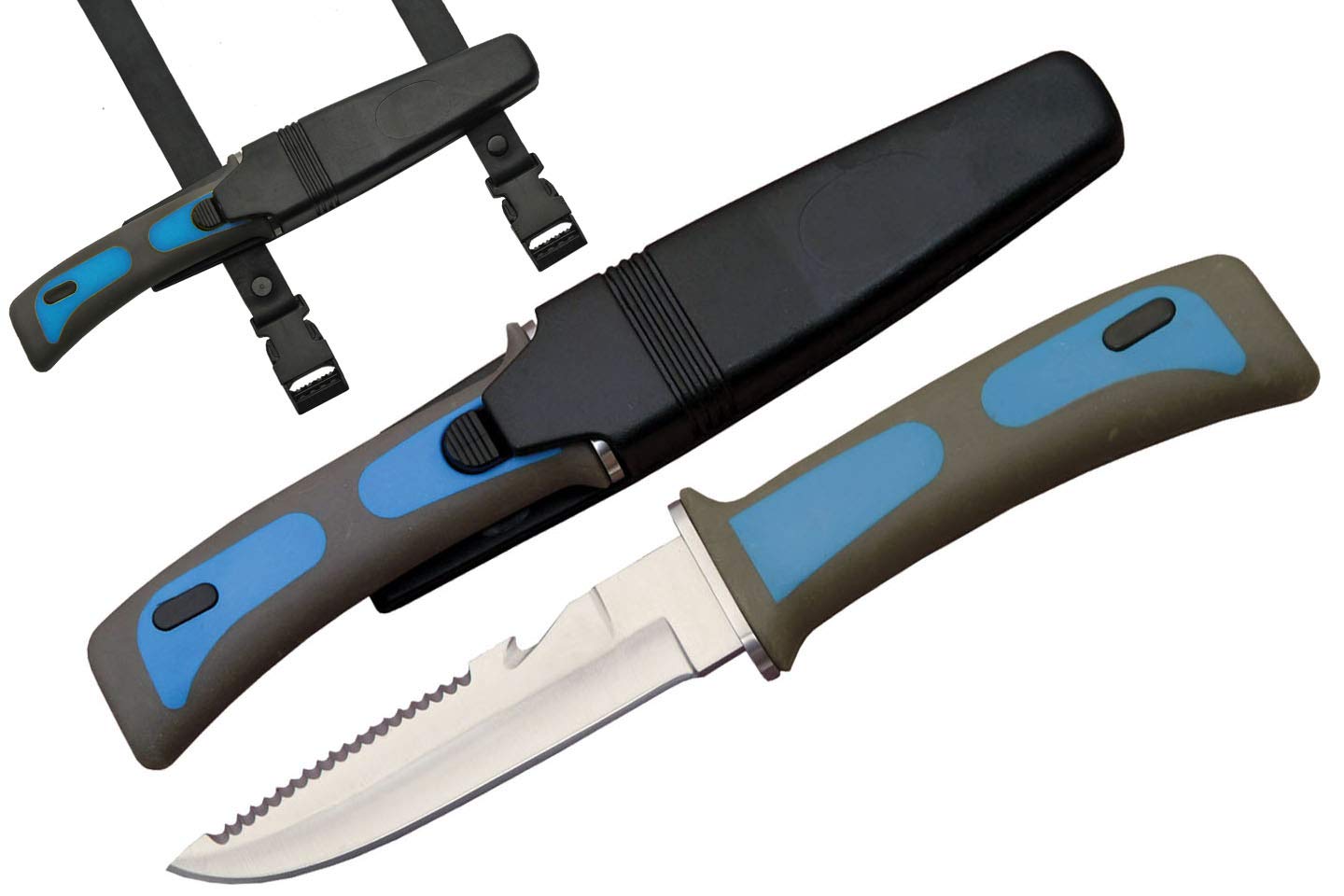 Szco Supplies Professional Diver's Knife - Stainless Steel Dive Knife with Sheath for Scuba Diving, Snorkeling & Water Sports | Perfect Underwater Tool for Cutting Ropes, Nets & Marine Activities