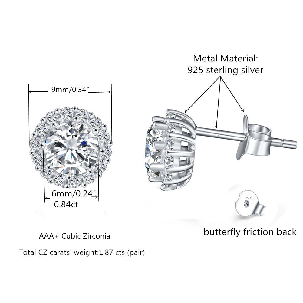 MABELLA 925 Sterling Silver White Cubic Zirconia Jewelry Set - April Birthstone Simulated Diamond Necklace & Earrings for Women | Elegant Birthday Gift, Anniversary Present & Special Occasion Jewelry