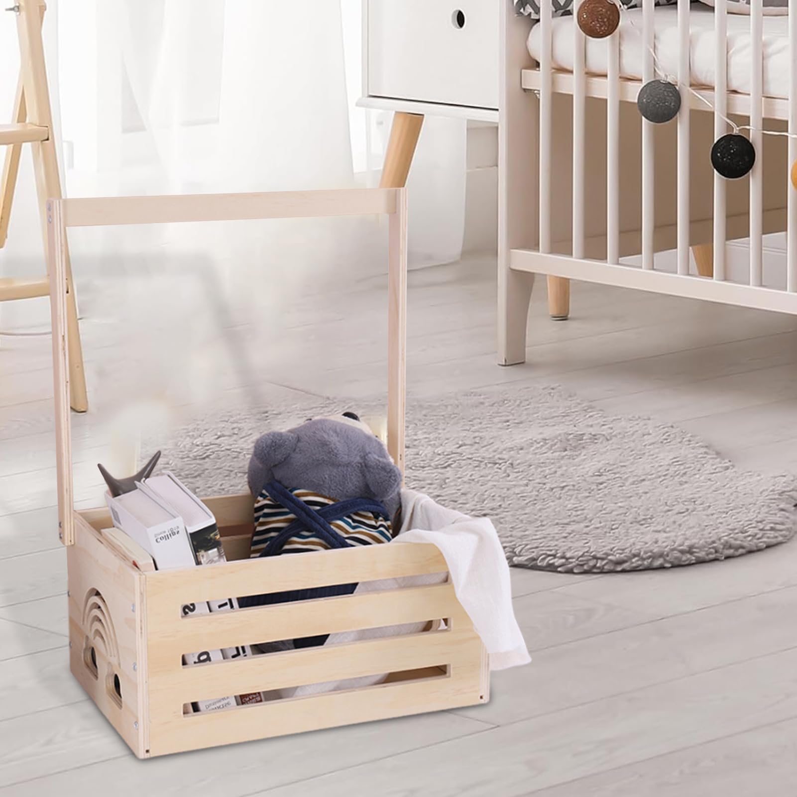 Wooden Baby Basket - Multifunctional Baby Shower Gift & Storage Organizer for New Parents | Nursery Decor, Toddler Closet & Keepsake Crate | Perfect for Baby Showers, Newborn Essentials & Nursery Organization