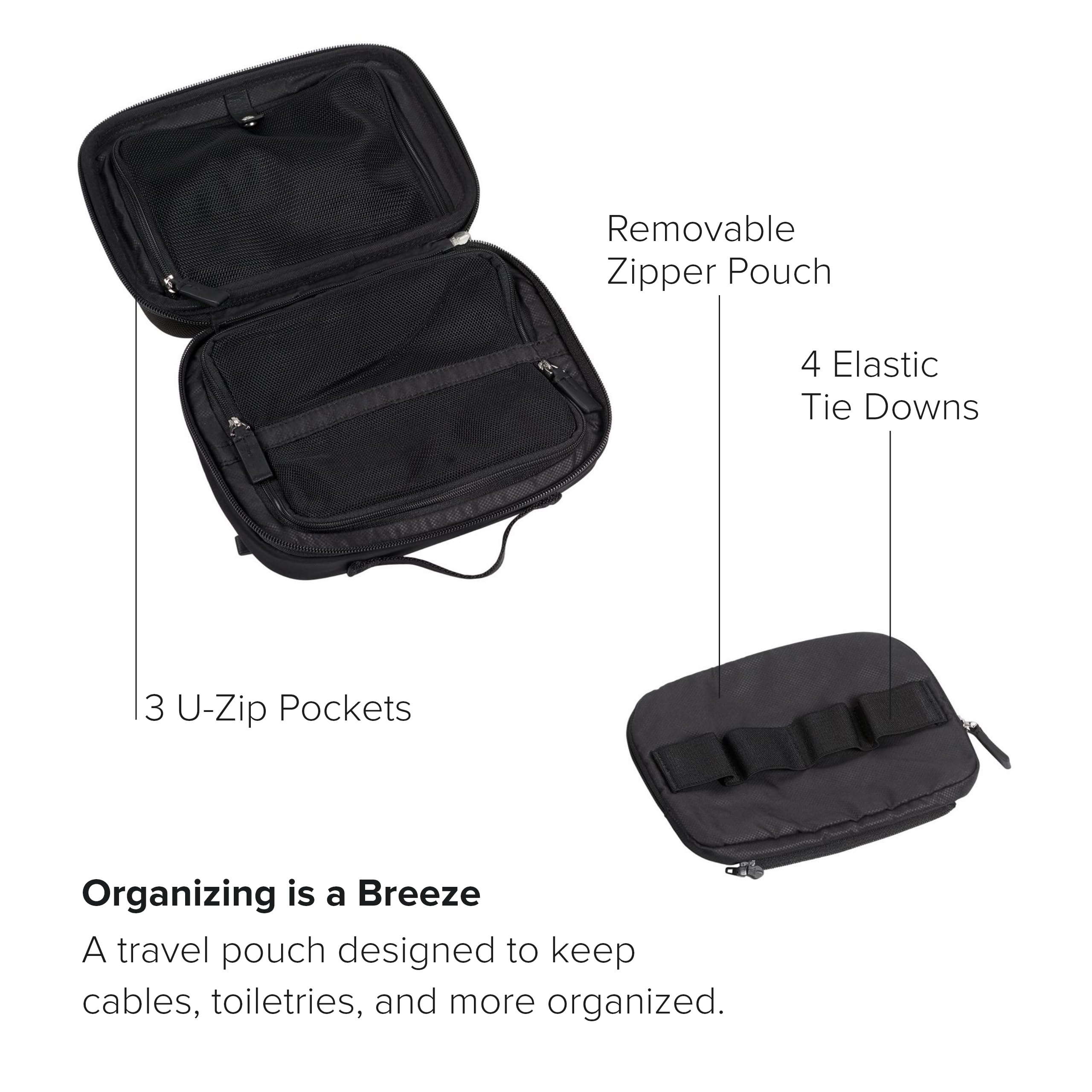 TUMI Large Black Nylon Travel Organizer Pouch - Toiletry Bag for Electronics, Cords, Cosmetics & Hygiene Kit | Perfect for Business Trips, Vacations & Daily Use