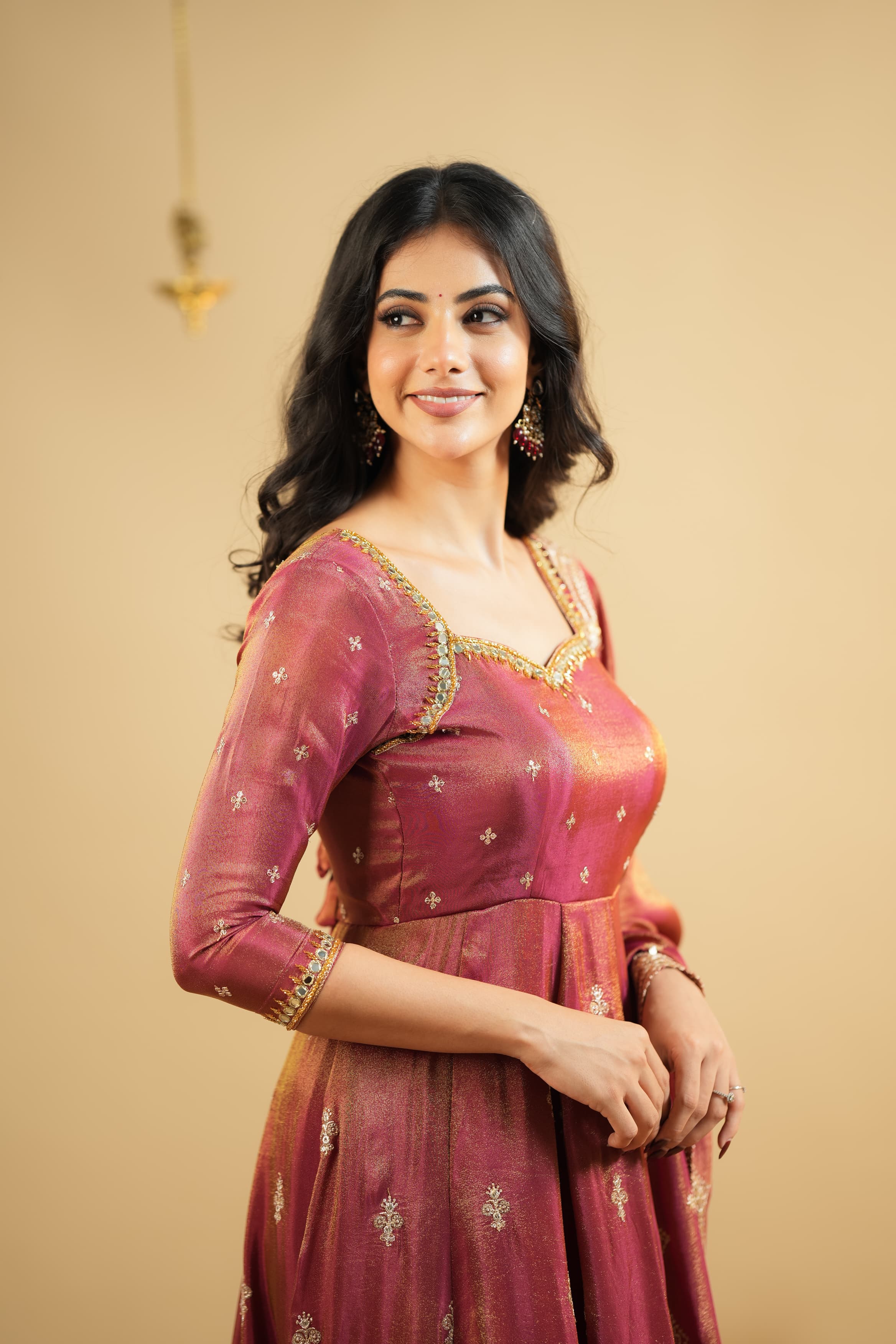 DD757 Swastika Series 2 Premium Tissue Anarkali Kurti - Elegant Indian Ethnic Wear for Women, Perfect for Festivals, Weddings & Special Occasions