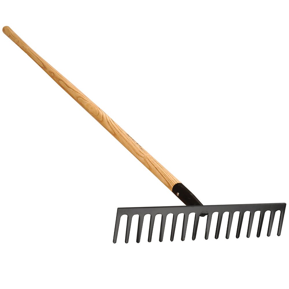 **A.M. Leonard 16.5-Inch Straight Rake with Durable Ash Wood Handle (16 Teeth) – Ideal for Gardening, Landscaping, and Yard Cleanup**