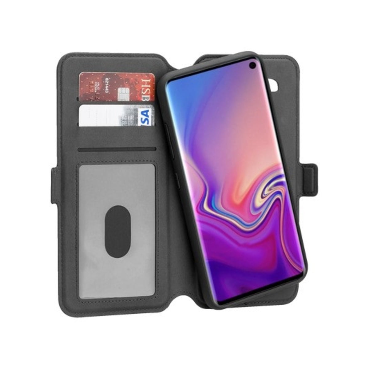3sixT NeoWallet for Samsung Galaxy S10e - Slim RFID Blocking Leather Wallet Case with Card Slots (Black) | Perfect for Everyday Use, Travel & Contactless Payments