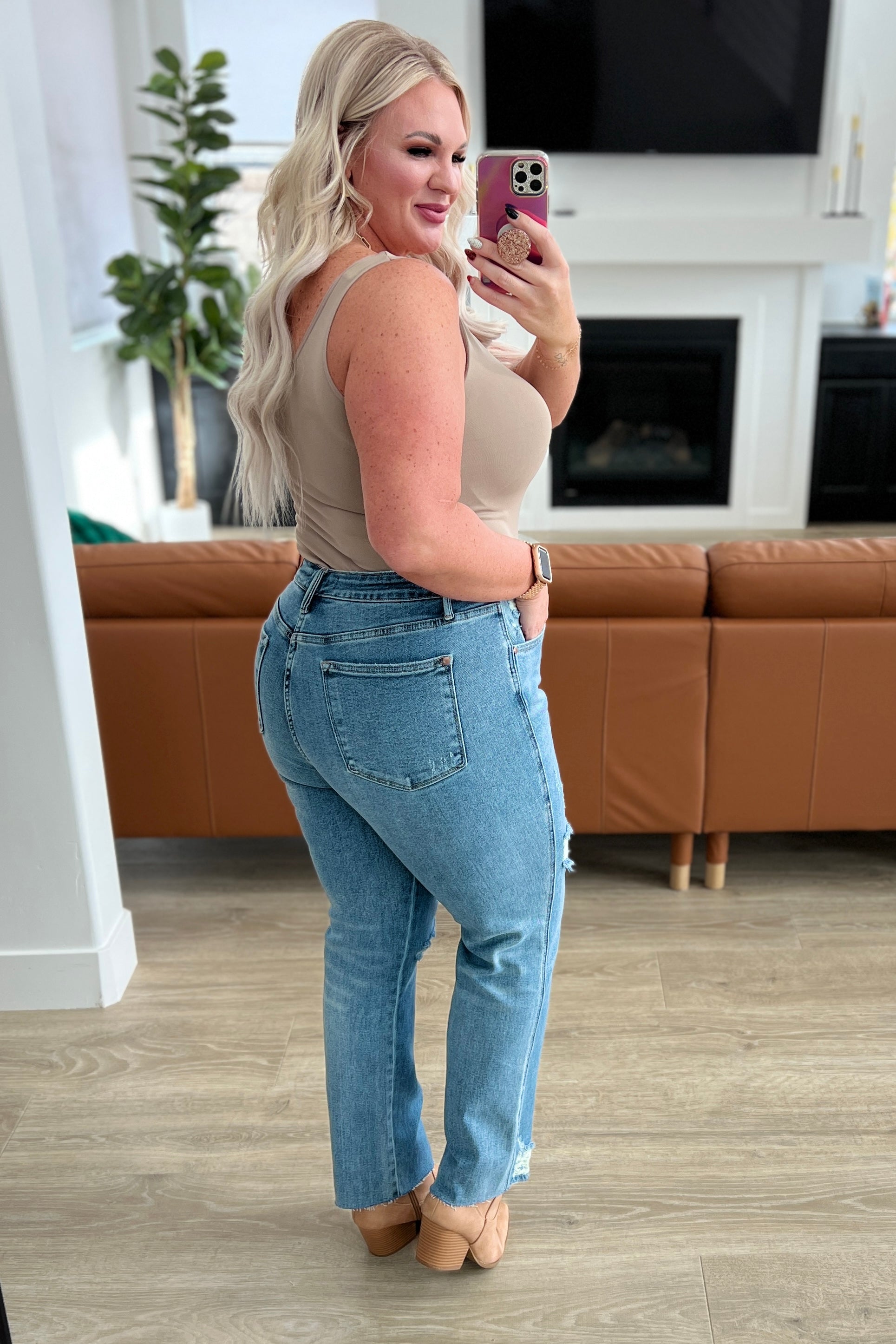 Nora High Rise Rigid Magic Destroy Slim Straight Jeans for Women - Stretch Denim Pants with Comfortable Fit, Perfect for Casual Wear, Office & Night Out