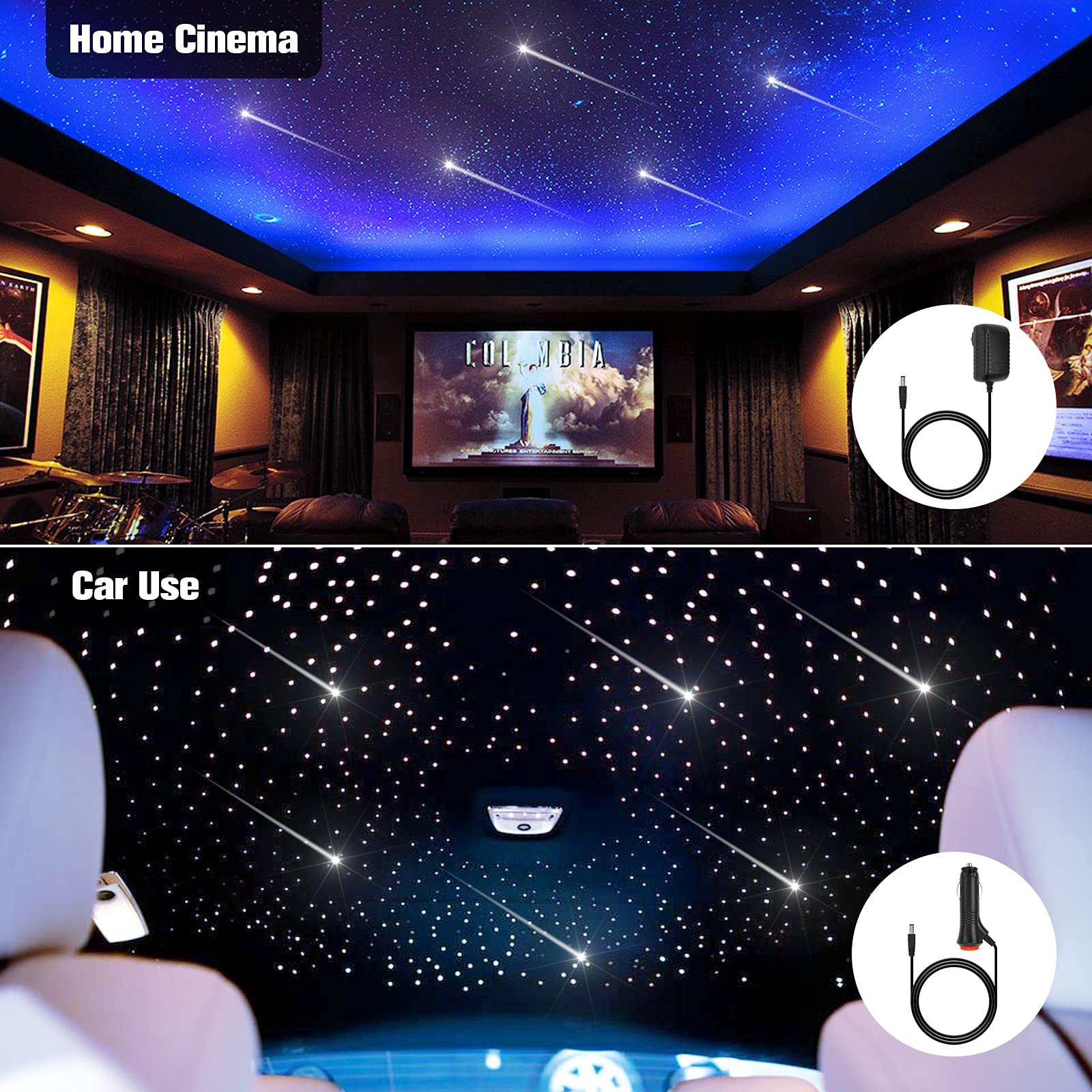 CHINLY 32W Meteor Twinkle 800pcs 13.1ft 0.03in Fiber Optic Star Ceiling Lights Kit with Shooting Stars, Bluetooth APP & Remote Control, RGBW LED Lights for Bedroom, Theater, Home Theater, Party Decor