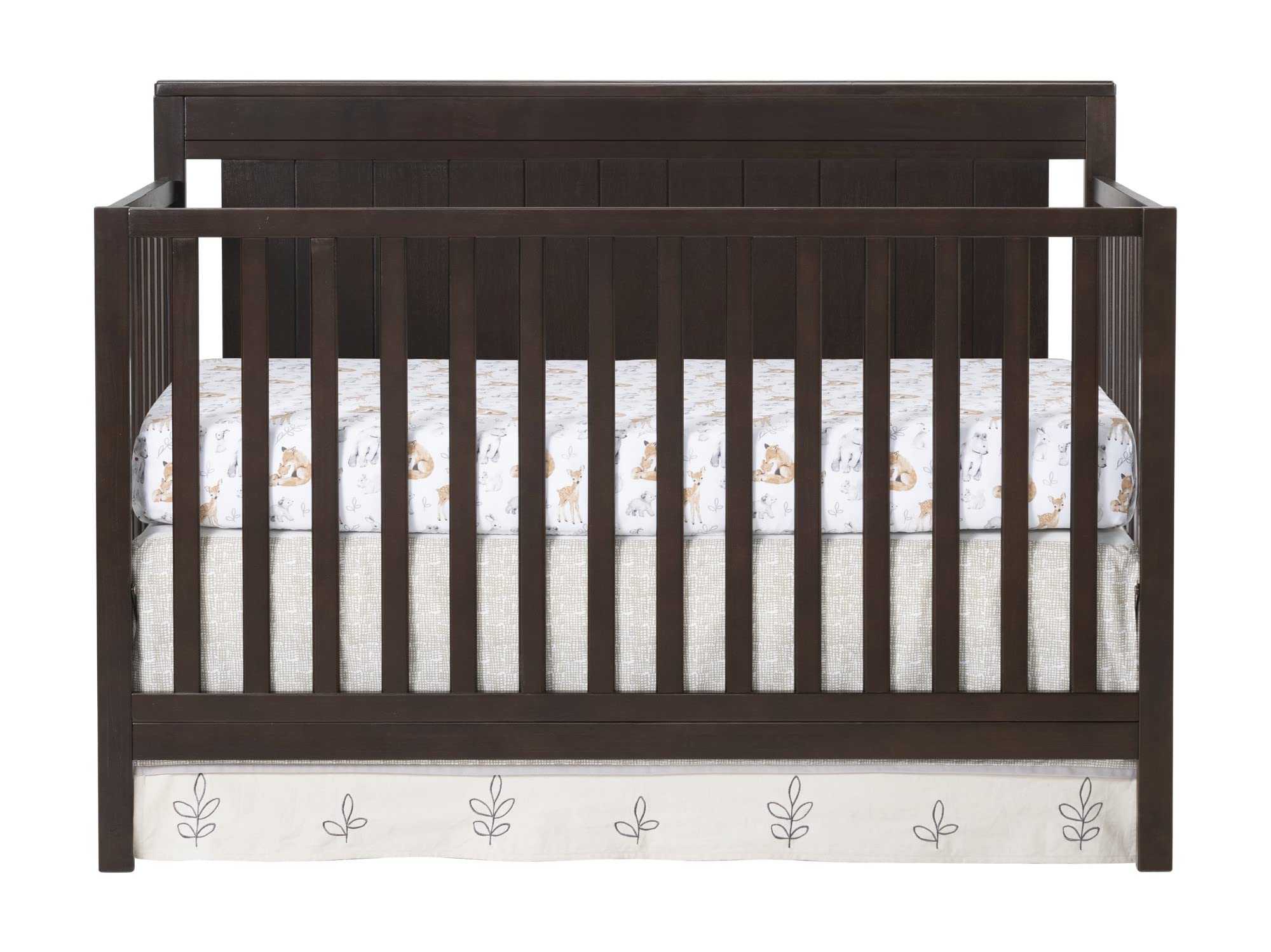 Oxford Baby Lazio 4-in-1 Convertible Baby Crib - Espresso Brown - GreenGuard Gold Certified - Safe Nursery Crib for Newborns to Toddlers - Perfect for Nursery, Bedroom & Daycare
