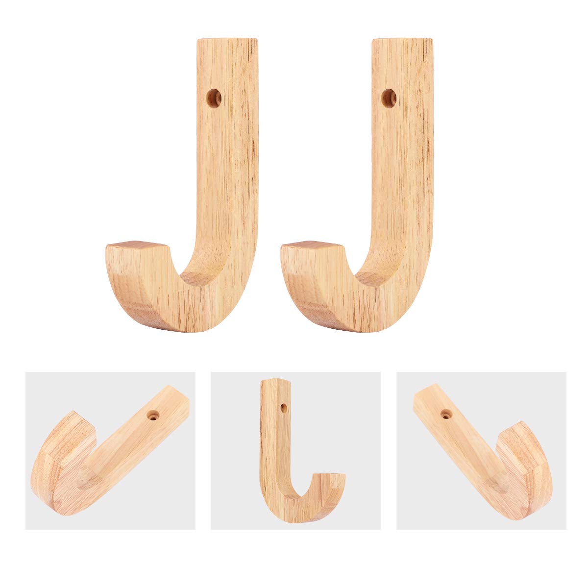 2 Pack Modern Decorative Wall Hooks - Wooden Coat Hooks for Entryway, Bedroom & Bathroom Organization | Creative Home Decor Storage Solution