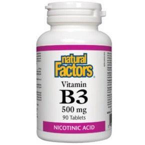 Natural Factors Vitamin B3 500mg - 90 Tablets | Niacin Supplement for Heart Health & Cholesterol Support | Daily Wellness & Energy Boost