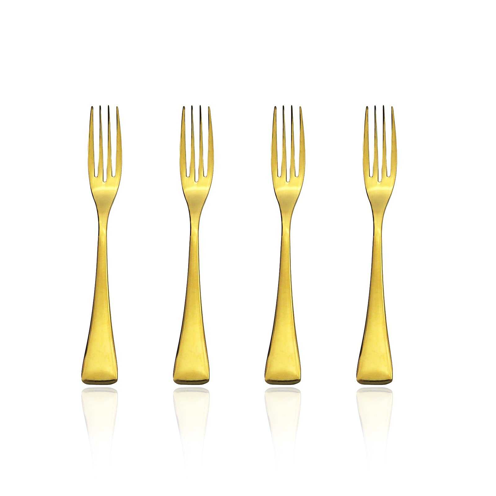 4-Piece Stainless Steel Dessert Forks Set - 18/10 Gold Salad Forks (7.48 Inches) - Perfect for Parties, Weddings, and Fine Dining
