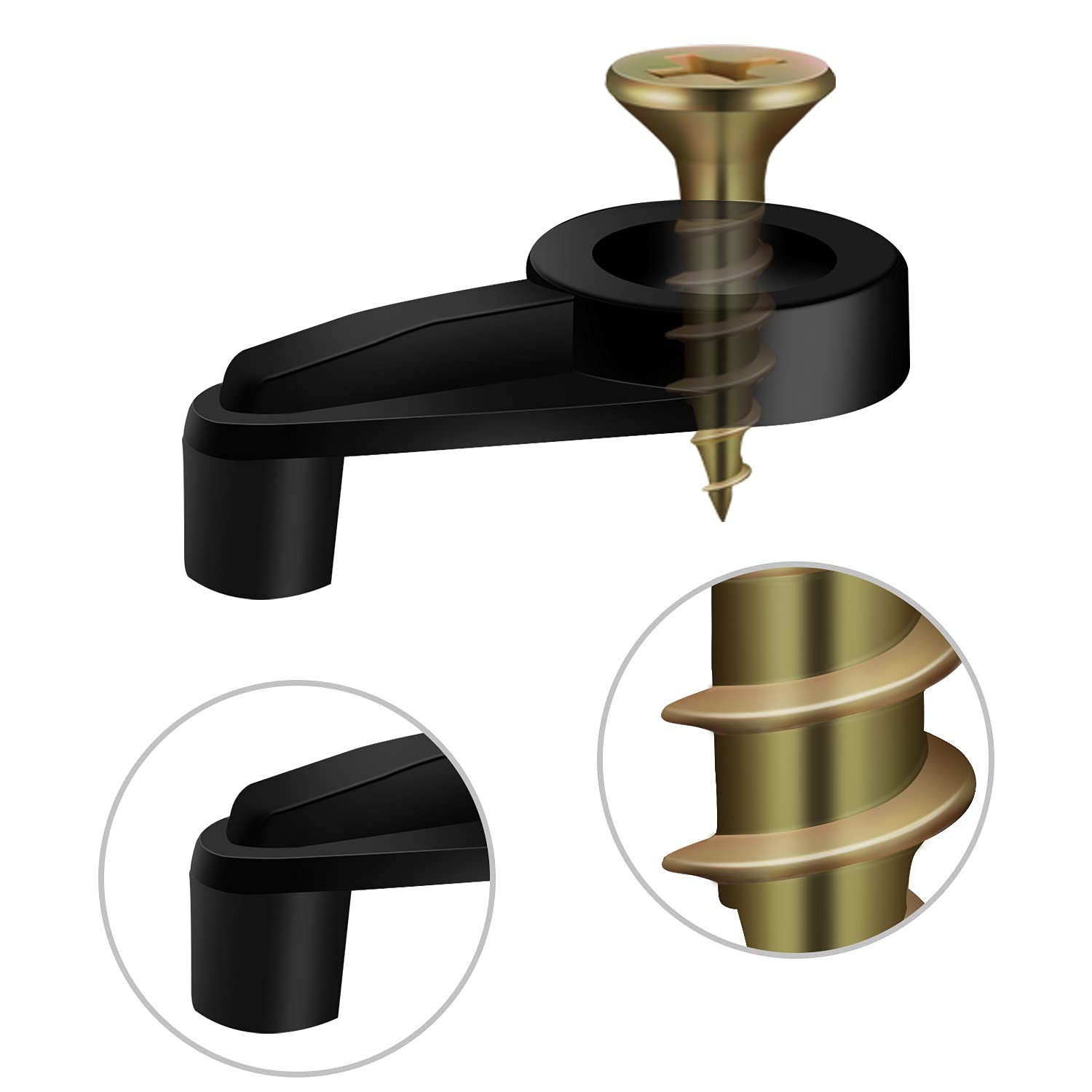 Blulu 50 Pack 4mm Glass Retainer Clips Kit with Screws - Black & Gold Cabinet Door Hardware for Kitchen & Bathroom Glass Panel Installation